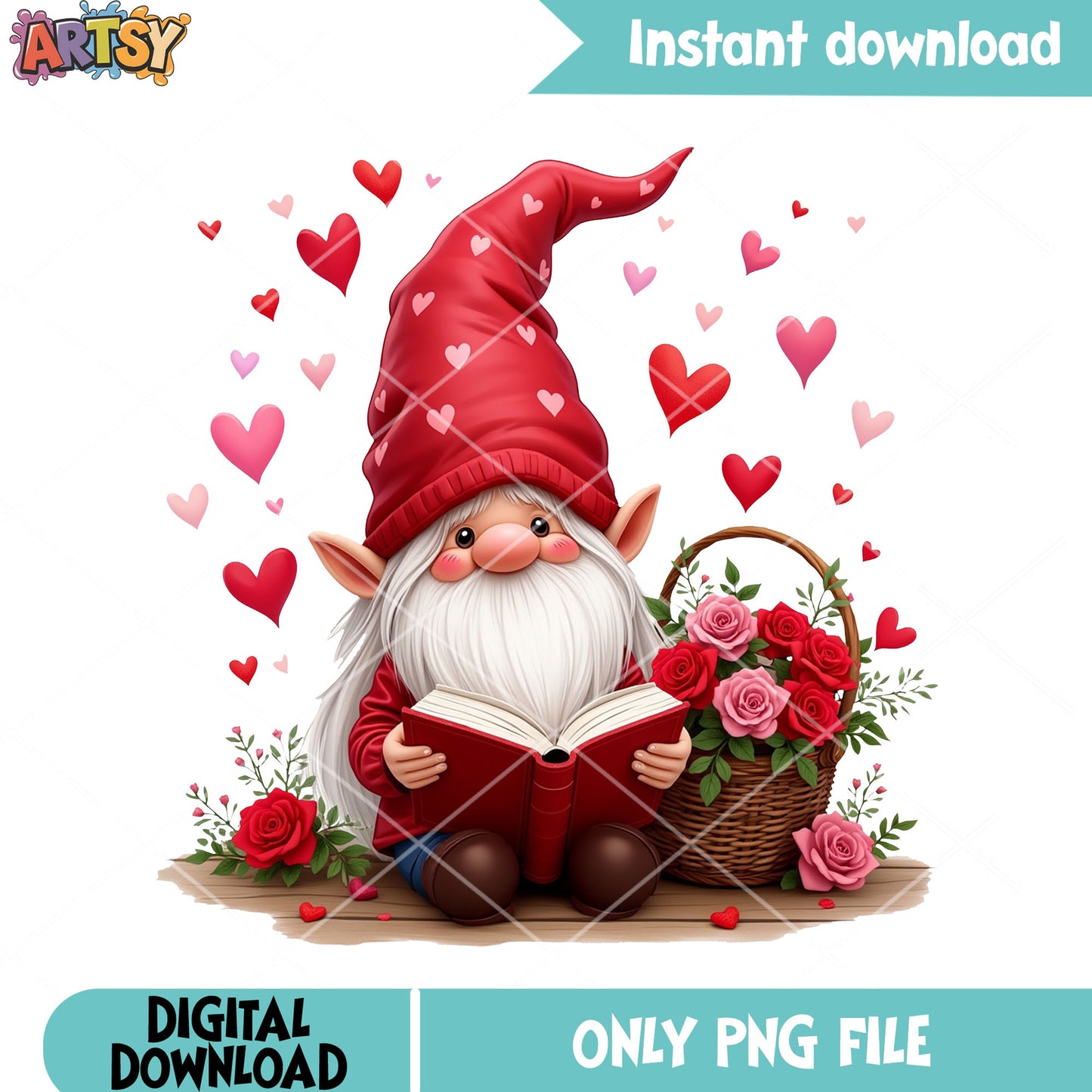 Nerd gnome in valentines png, valentines day png, valentines gifts png