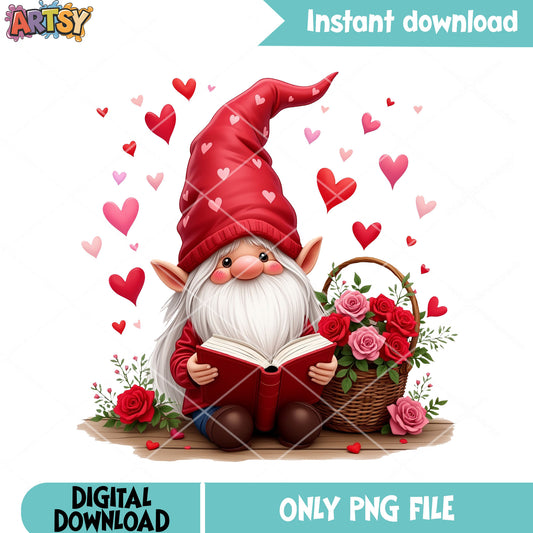Nerd gnome in valentines png, valentines day png, valentines gifts png