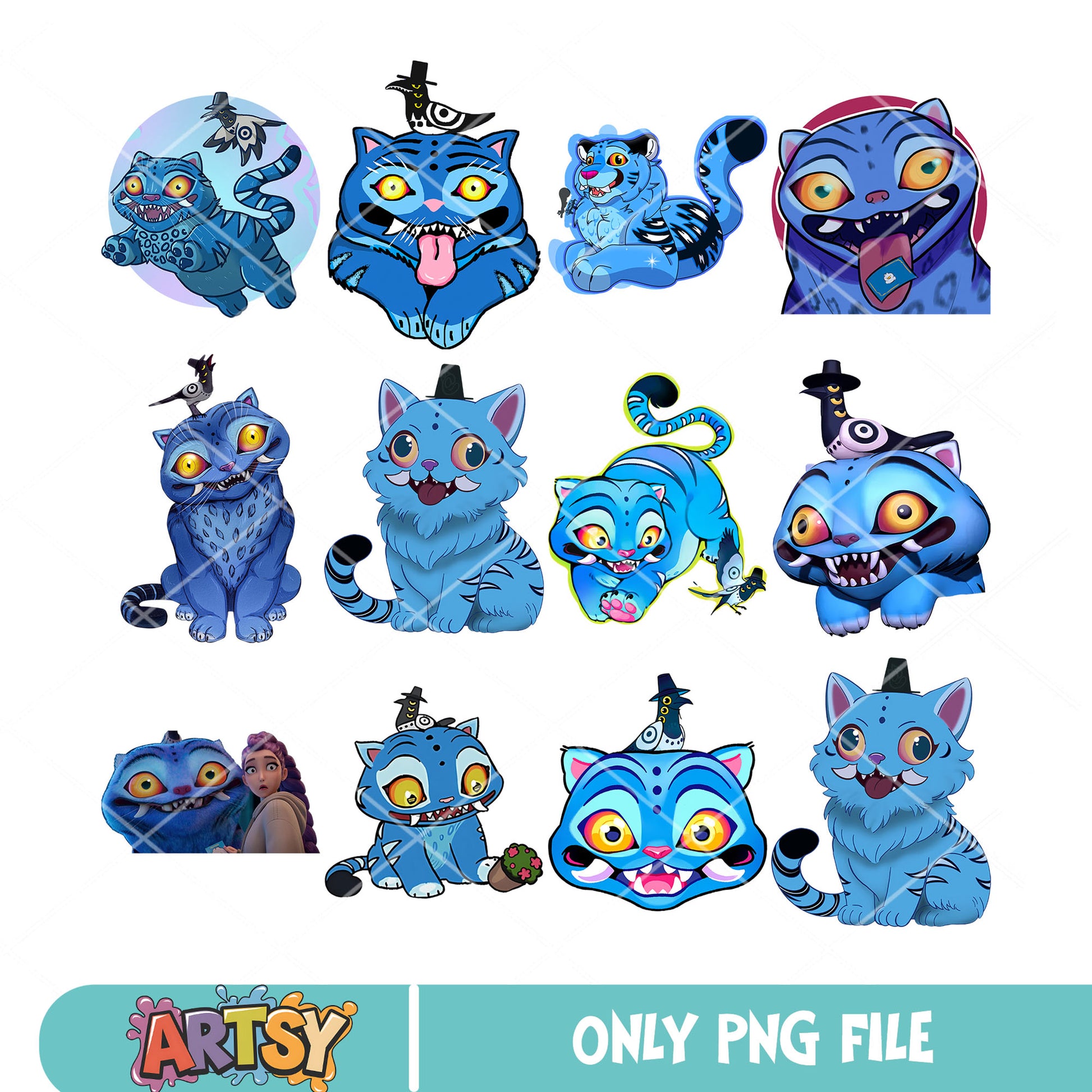 Netflix derpy cute png bundle, derpy tiger png, kpop demon hunters png