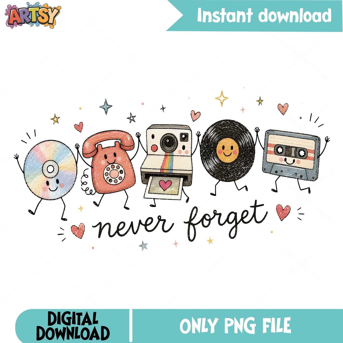 Never Forget Retro PNG, Vintage Cassette Tape PNG, 90s Nostalgia PNG