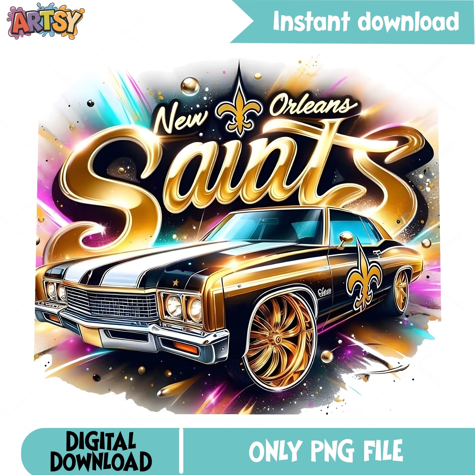 New Orleans Saints Car PNG, Saints Football Shirt, NFL PNG