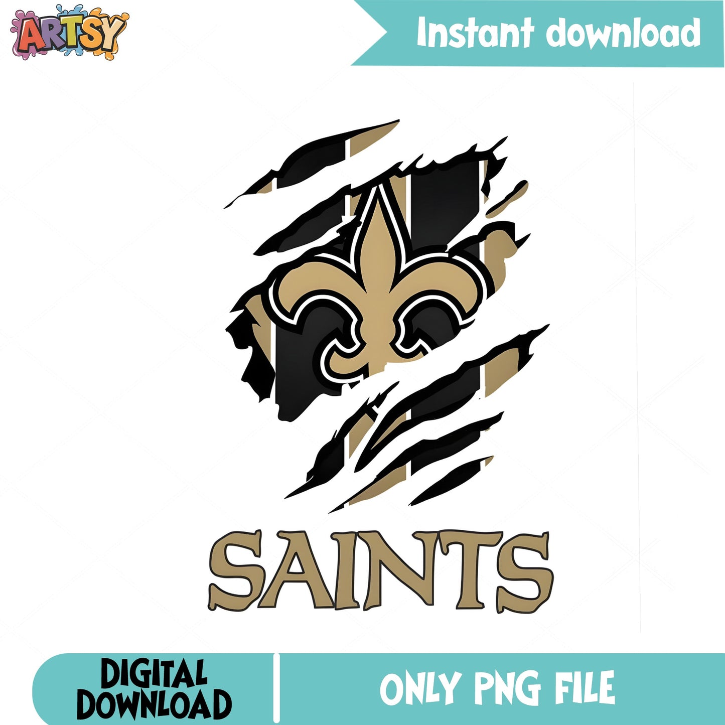 New Orleans Saints Ripped PNG, Saints Football PNG, NFL PNG