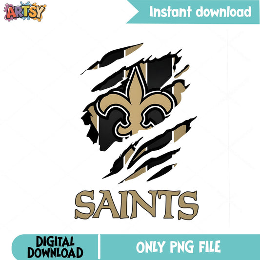 New Orleans Saints Ripped PNG, Saints Football PNG, NFL PNG