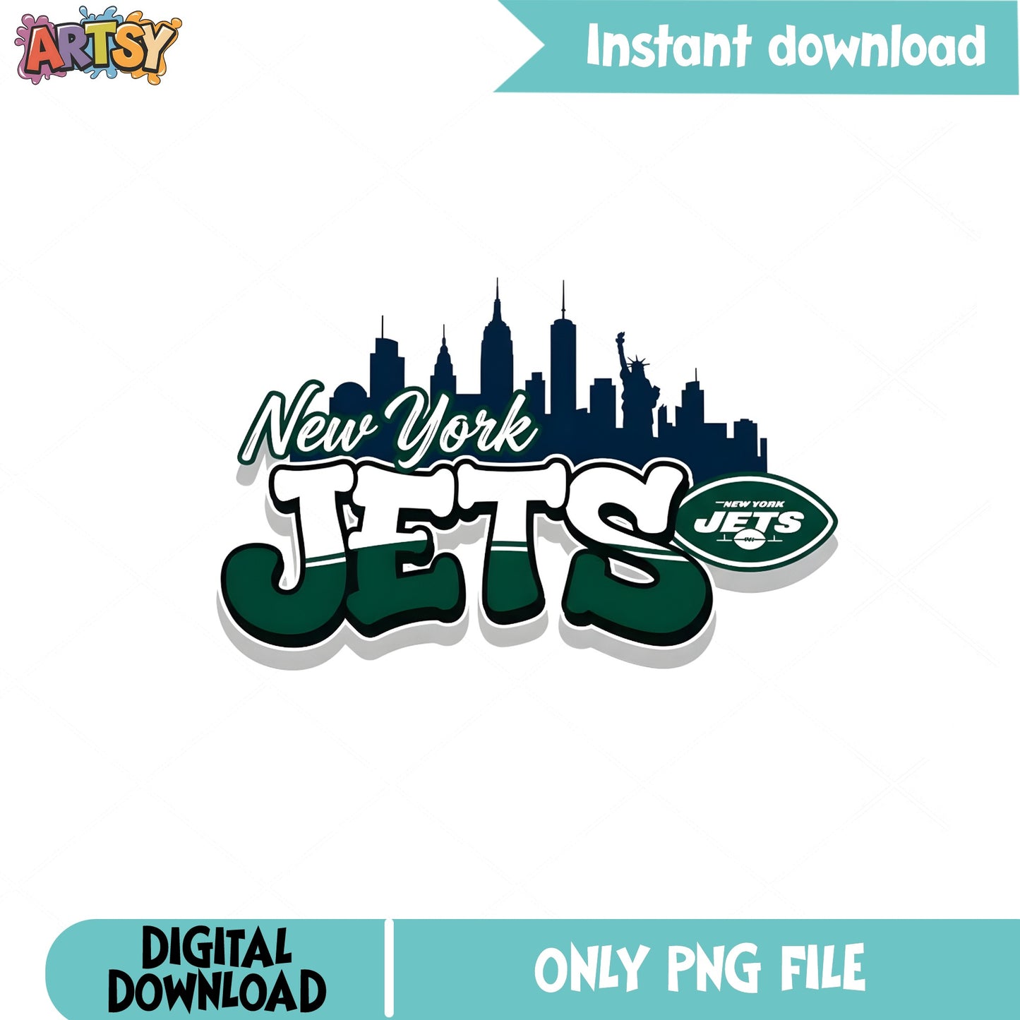 New York Jets PNG, NFL Football Team Skyline, Jets Logo PNG