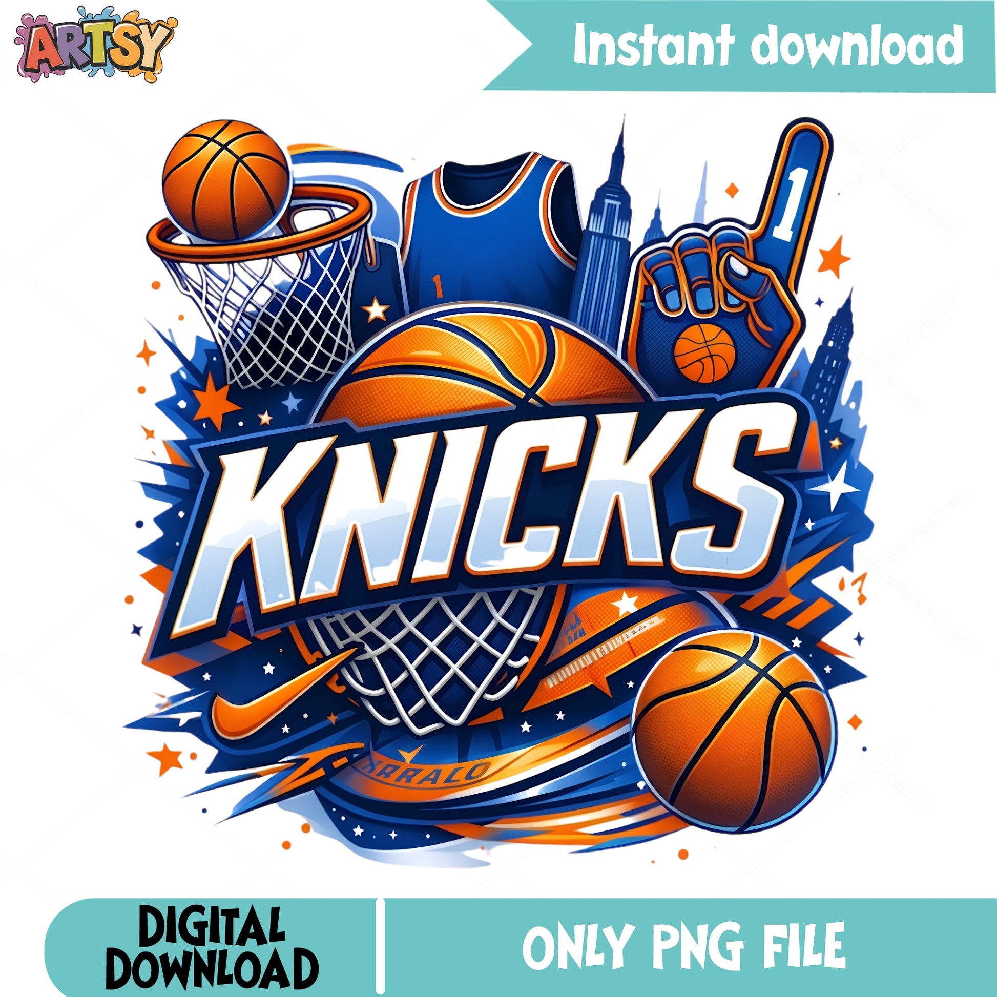 New York Knicks Basketball PNG, Knicks Fan Shirt PNG, NBA PNG