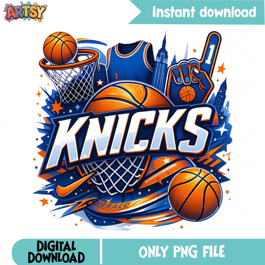New York Knicks Basketball PNG, Knicks Fan Shirt PNG, NBA PNG