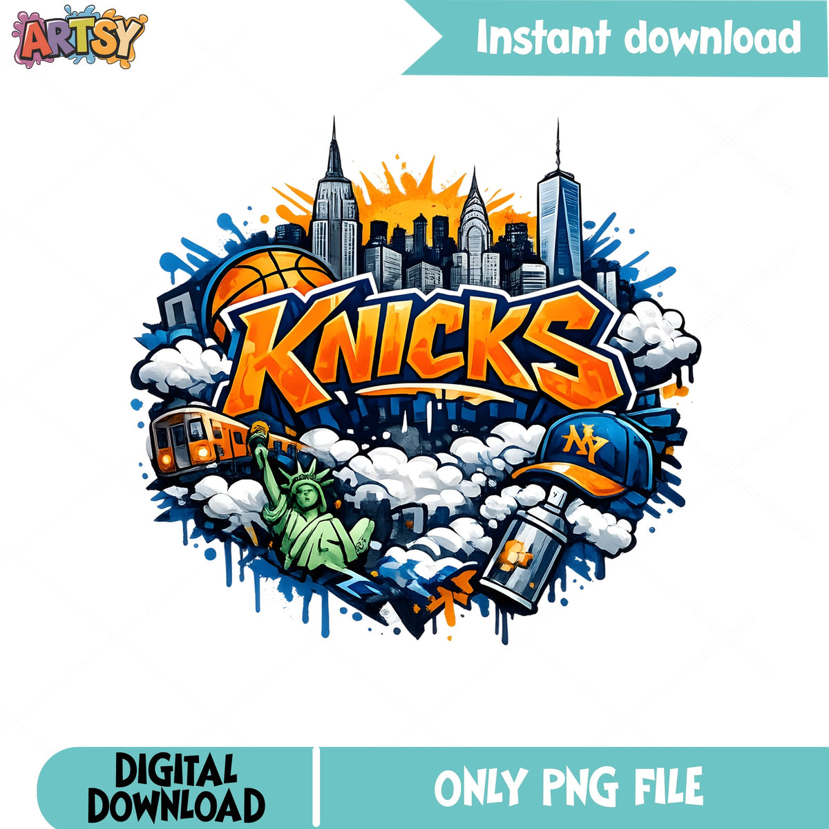 New York Knicks Basketball PNG, Knicks Graffiti PNG, NBA PNG