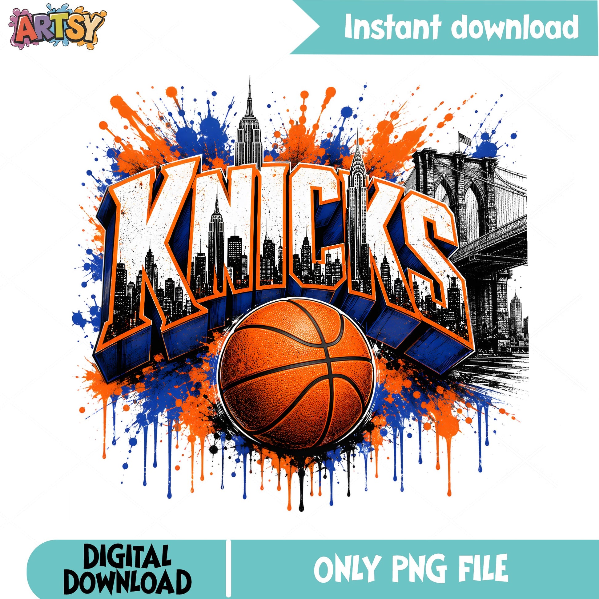 New York Knicks Basketball PNG, Knicks Skyline PNG, NBA PNG
