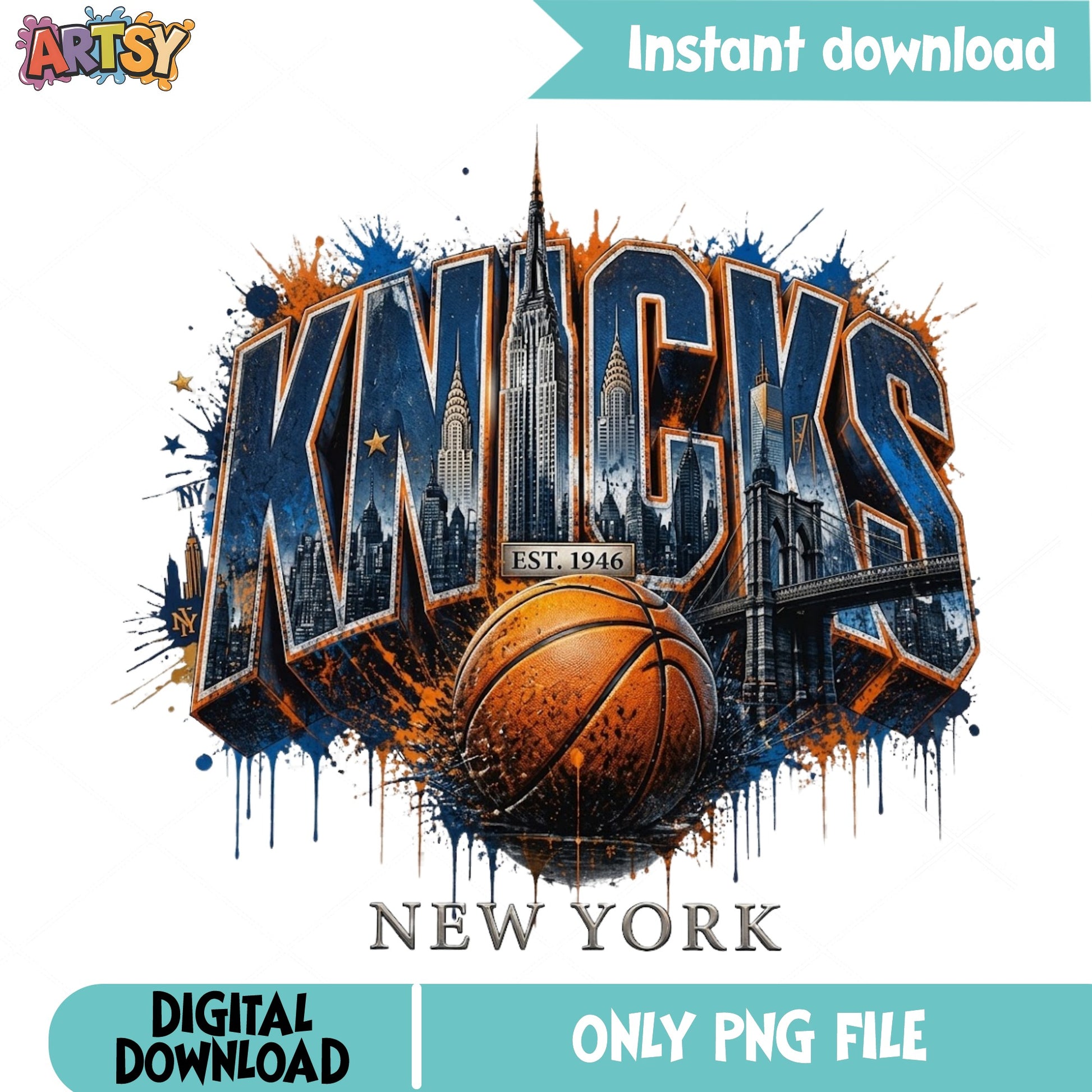 New York Knicks Basketball PNG, NBA Team Shirt, Sports PNG