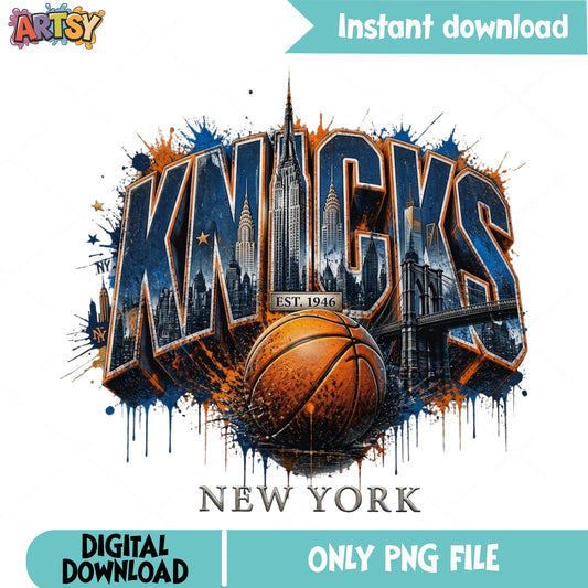 New York Knicks Basketball PNG, NBA Team Shirt, Sports PNG