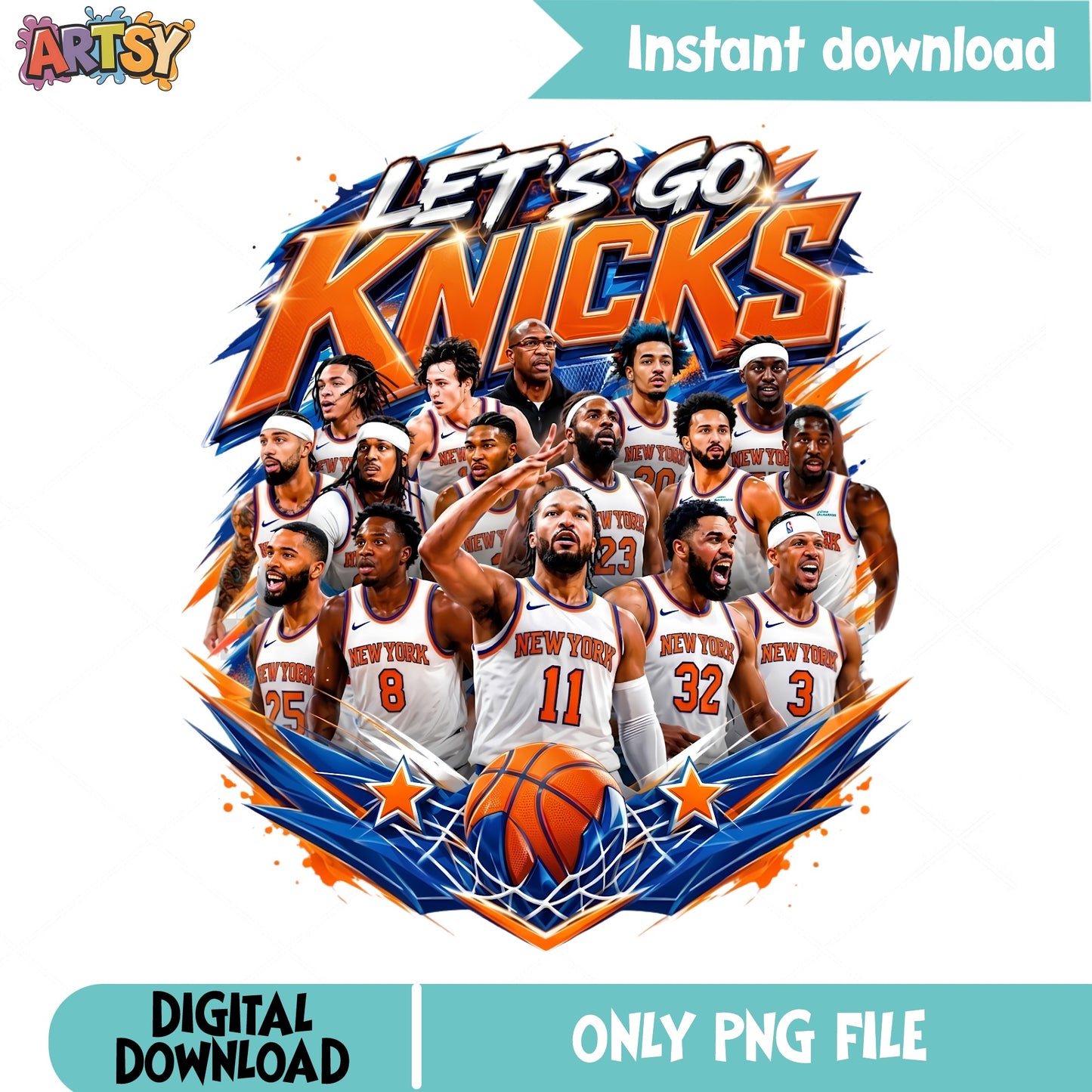 New York Knicks Basketball Team PNG, Lets Go Knicks PNG, NBA Fan PNG