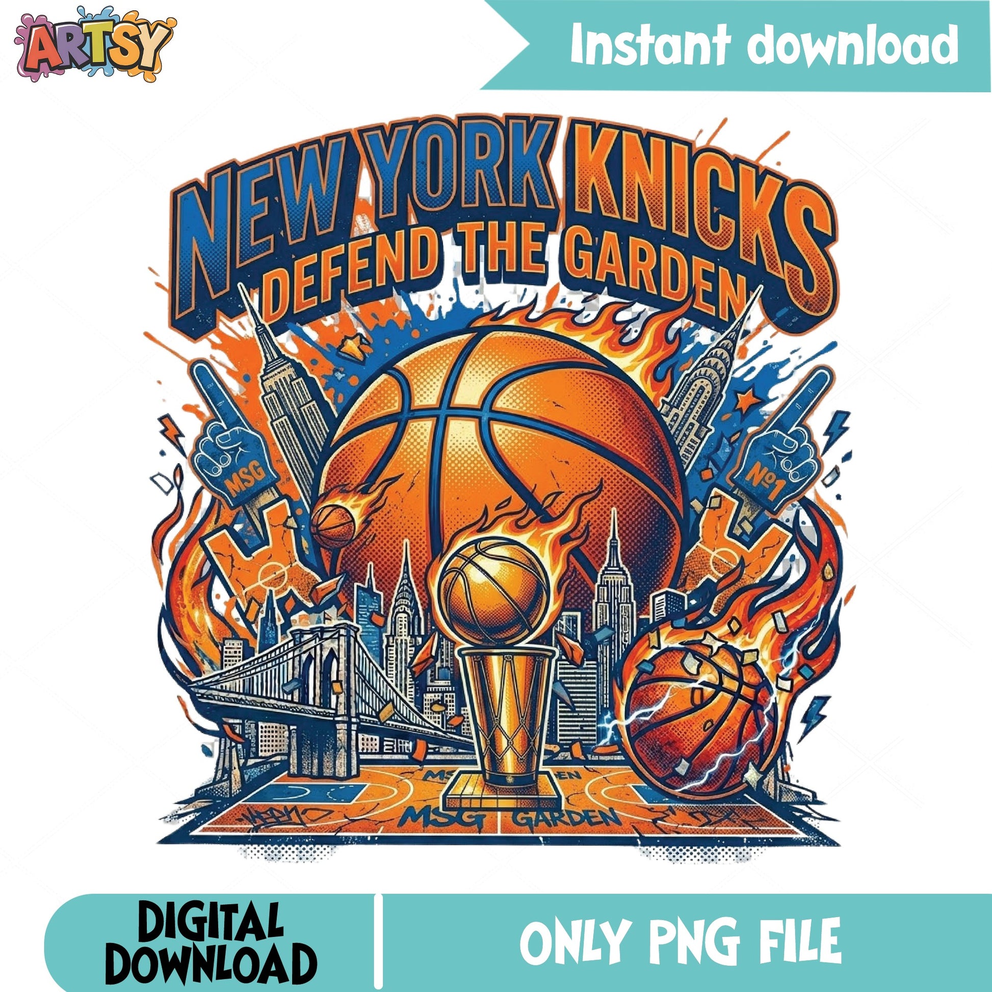 New York Knicks Defend The Garden PNG, Basketball Fan PNG, NBA PNG