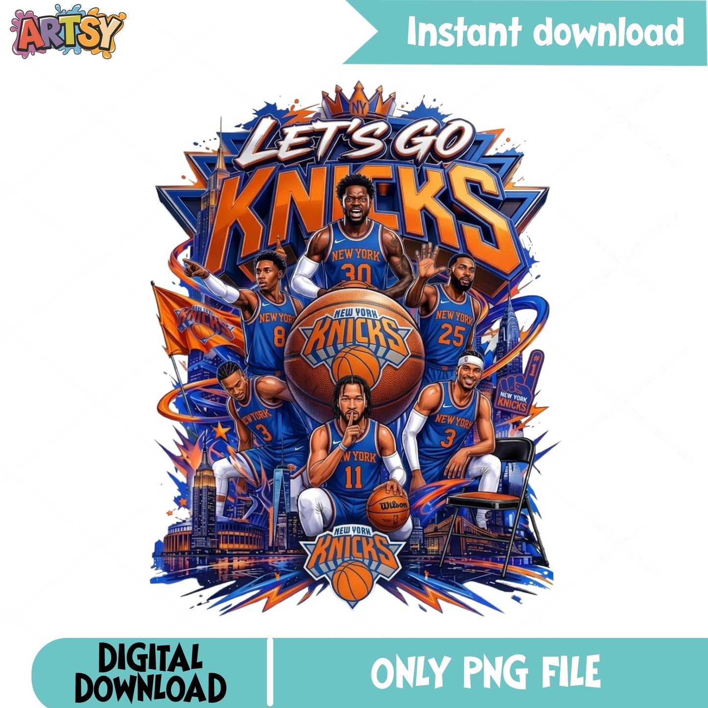 New York Knicks Lets Go Knicks PNG, NBA Basketball PNG, Knicks Team PNG