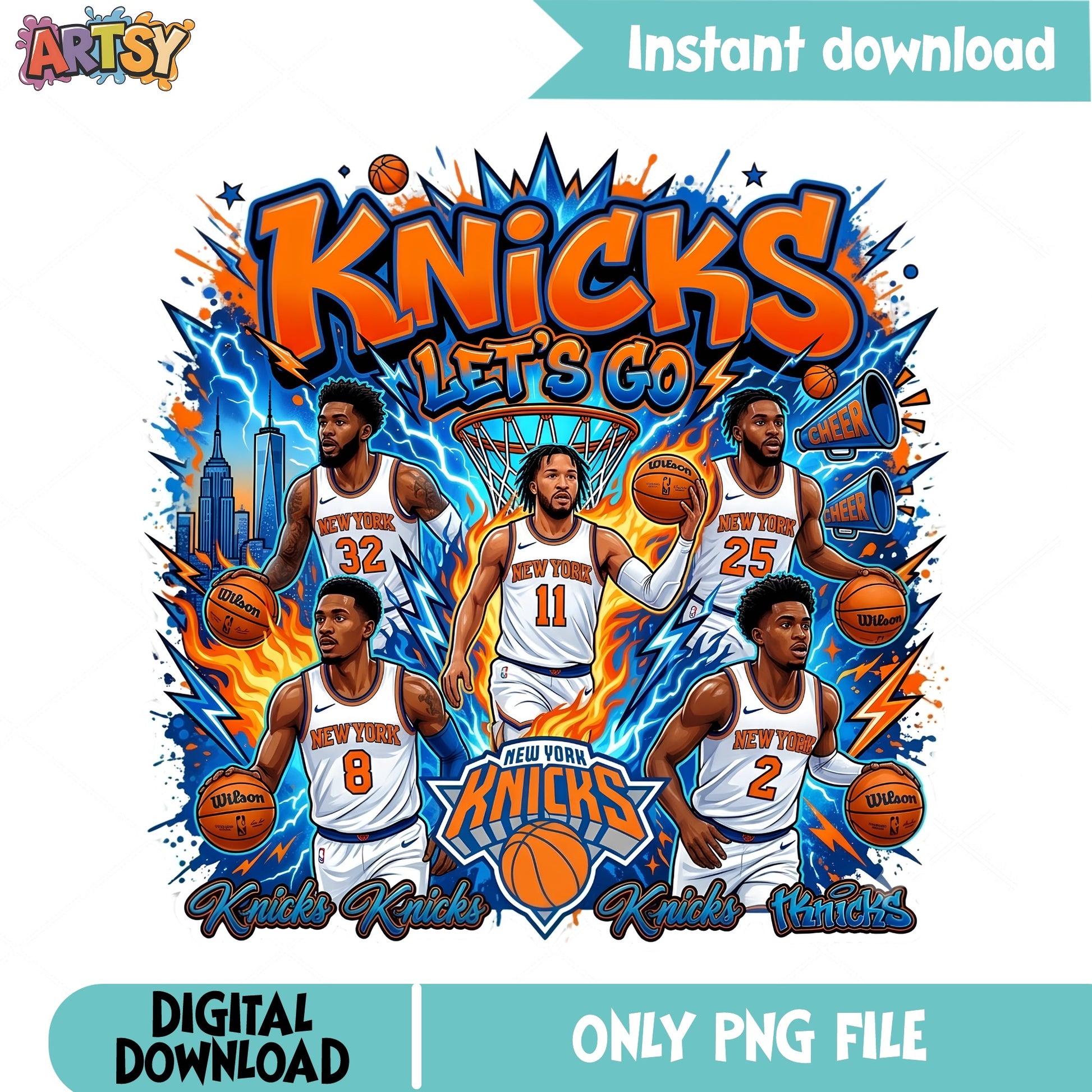 New York Knicks Lets Go PNG, NBA Basketball Team PNG, Knicks Players PNG