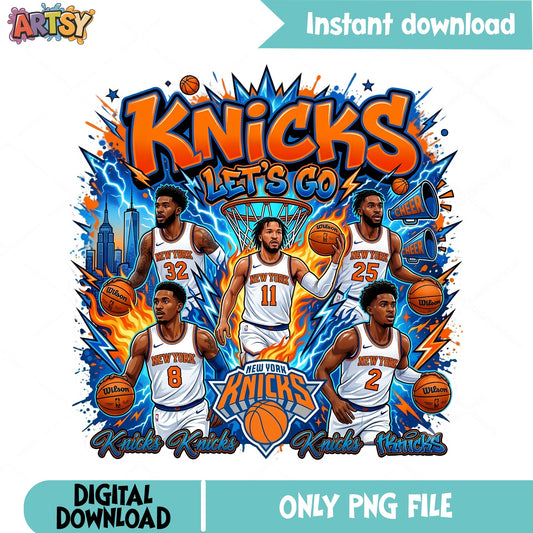 New York Knicks Lets Go PNG, NBA Basketball Team PNG, Knicks Players PNG