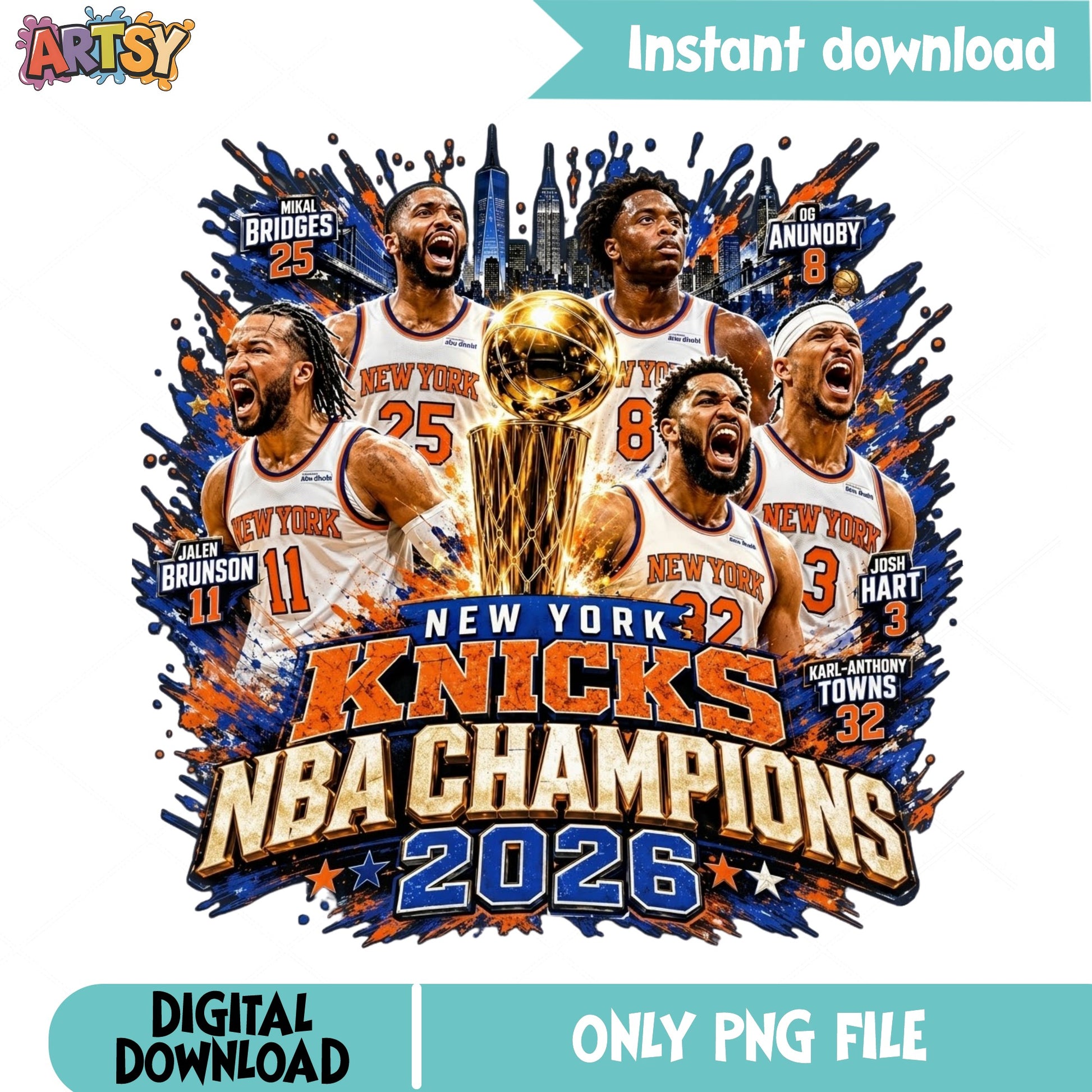 New York Knicks NBA Champions 2026 PNG, Knicks PNG, Basketball PNG