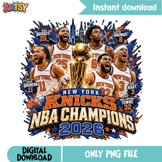 New York Knicks NBA Champions 2026 PNG, Knicks PNG, Basketball PNG
