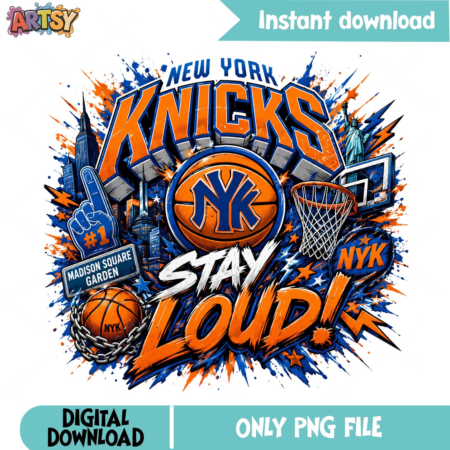New York Knicks PNG, Basketball Fan Shirt Design PNG, NYK PNG