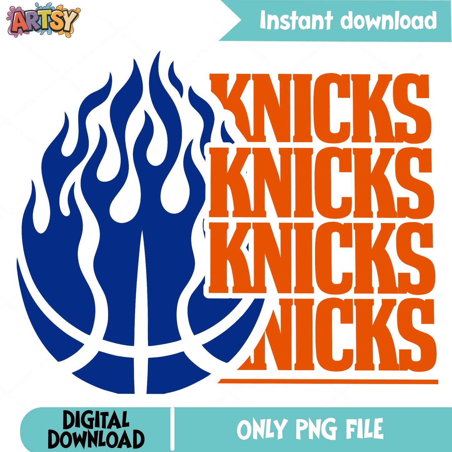 New York Knicks PNG, Knicks Basketball Flame, NBA Team PNG