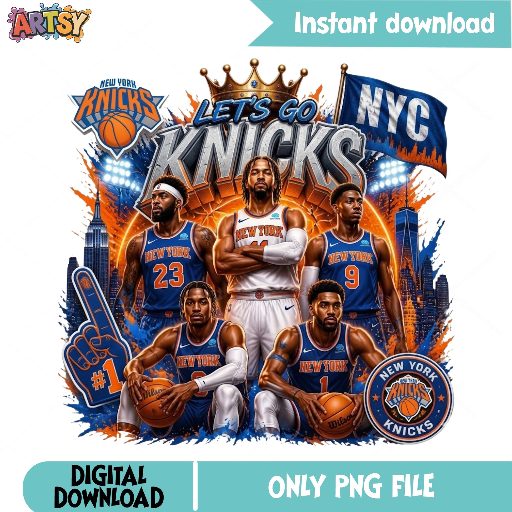 New York Knicks PNG, Let's Go Knicks Basketball, NBA Team PNG
