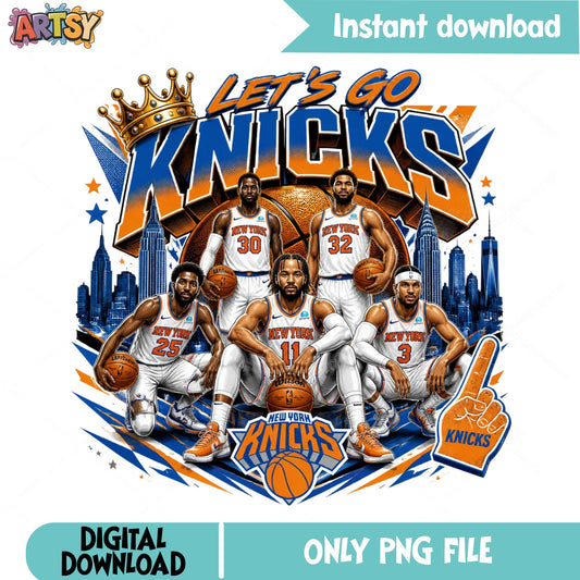 New York Knicks PNG, Let's Go Knicks Basketball Team PNG, NBA PNG