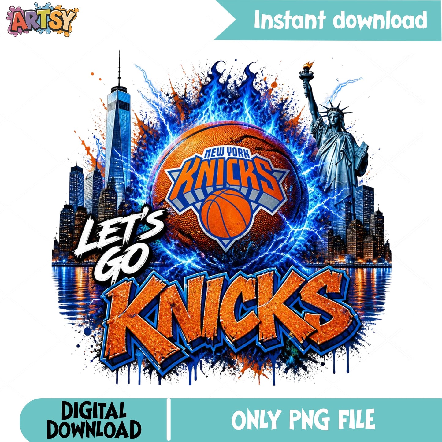 New York Knicks PNG, Lets Go Knicks Basketball, NBA Team PNG