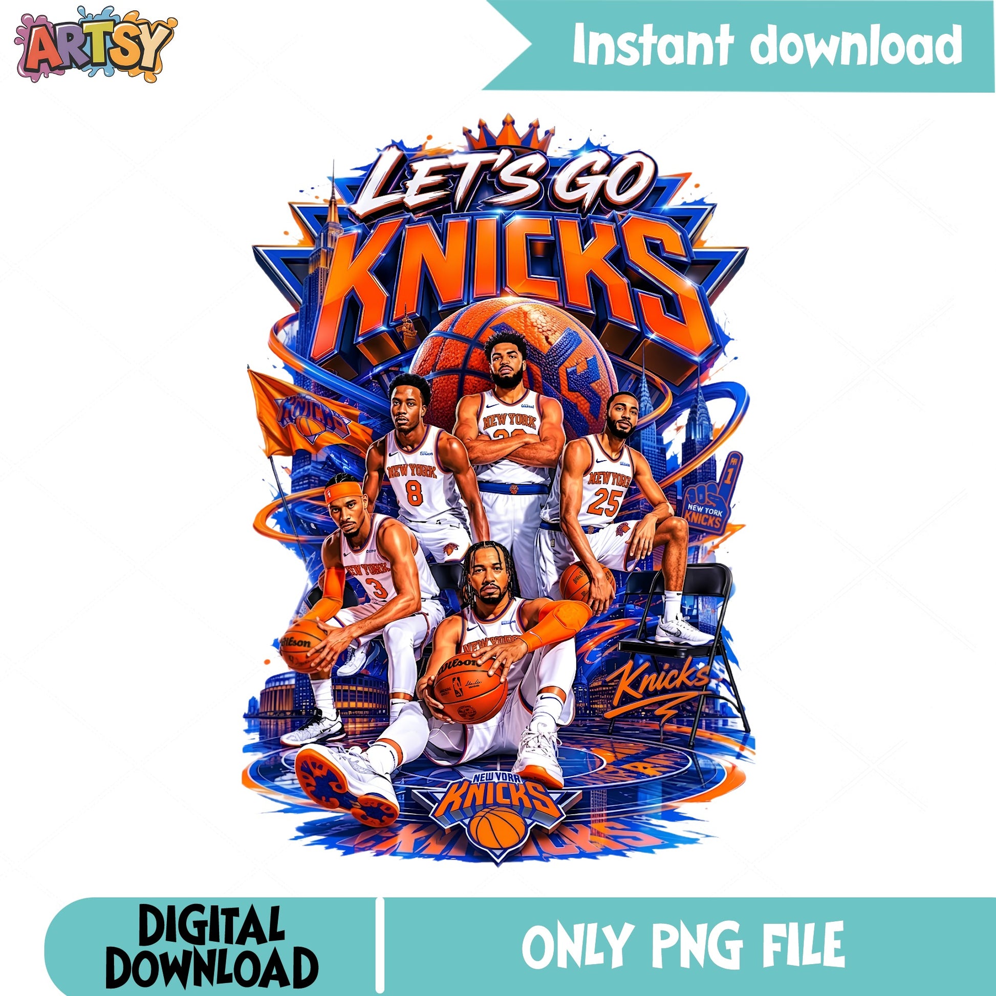 New York Knicks PNG, Lets Go Knicks Basketball Team, NBA PNG