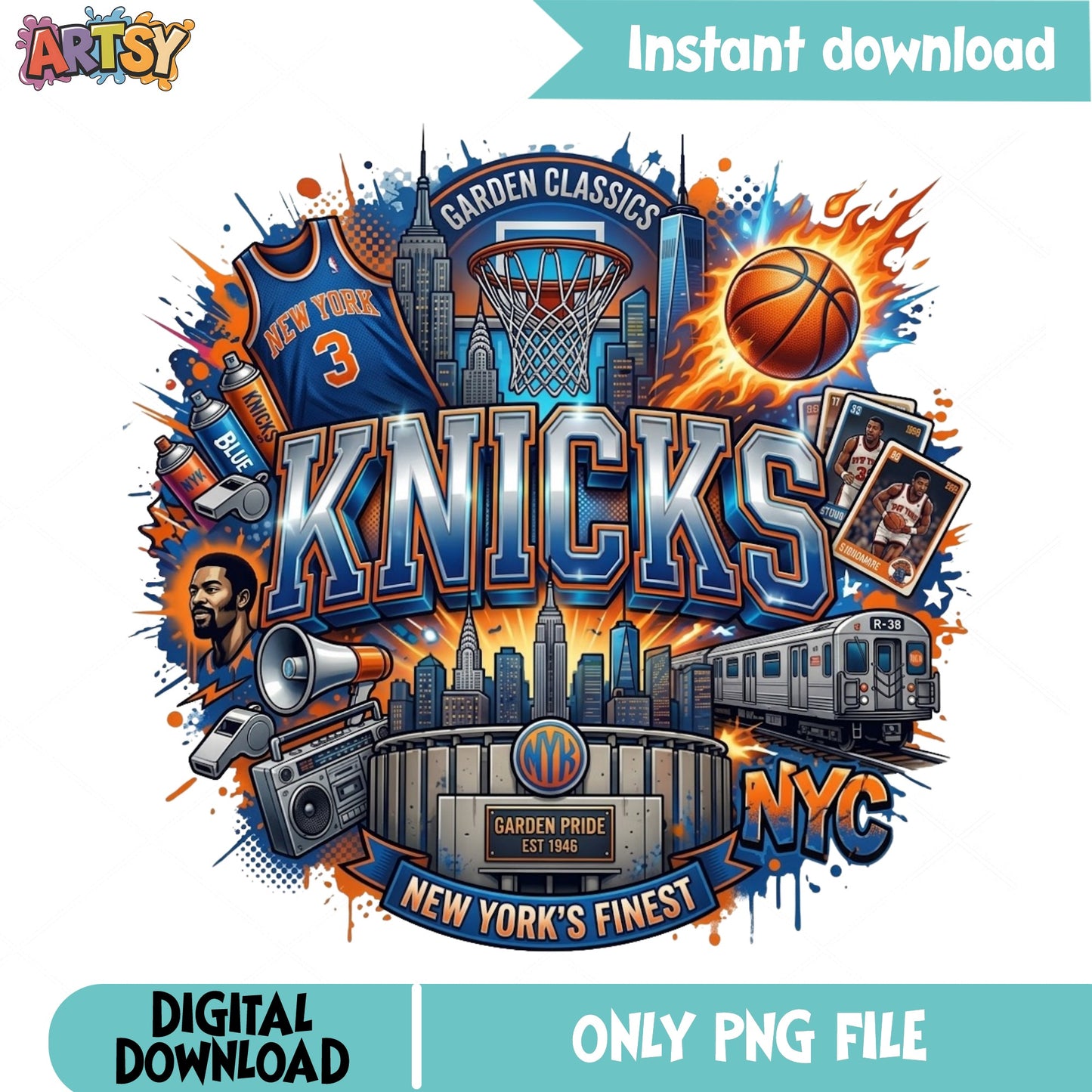 New York Knicks PNG, NBA Basketball Shirt Design, NYC PNG