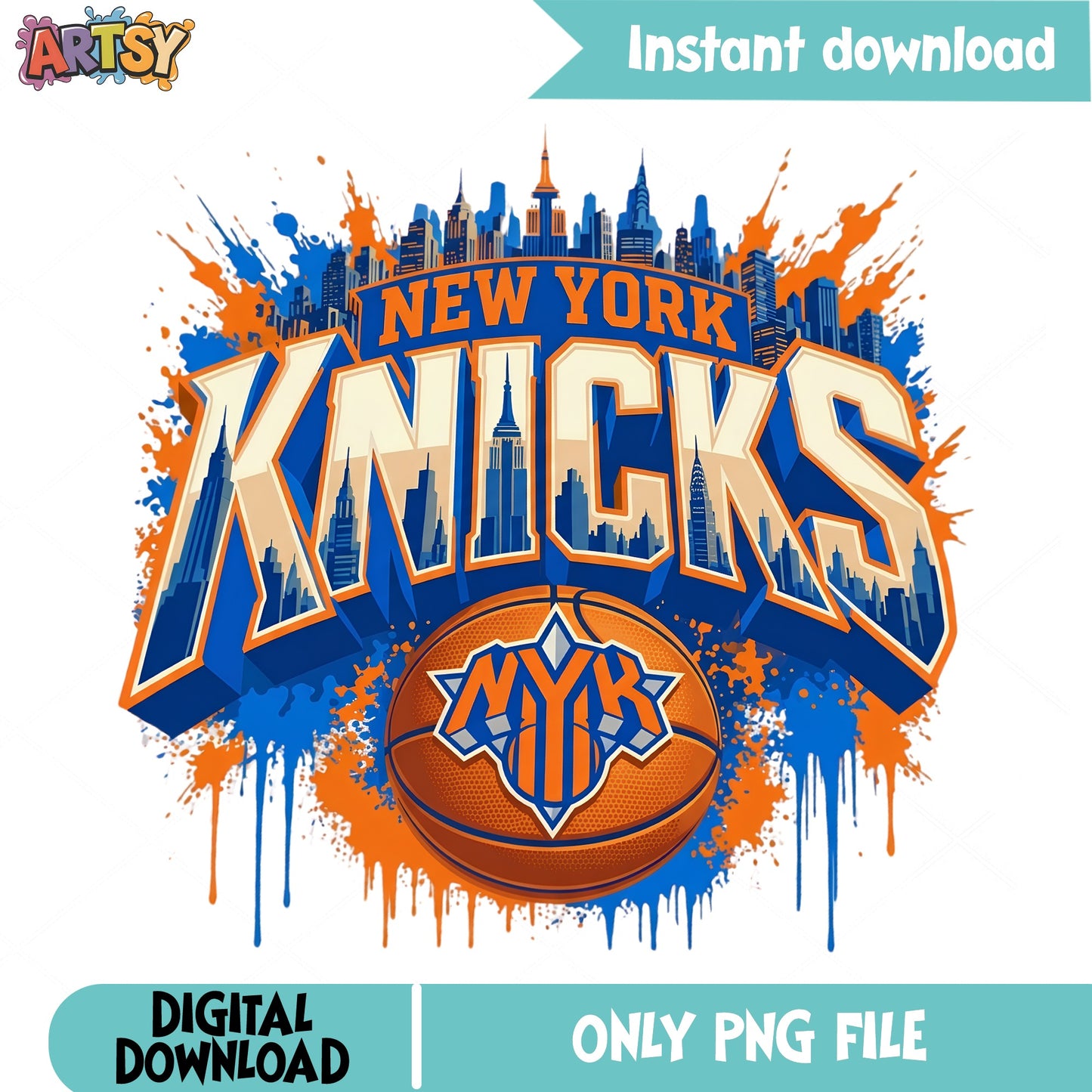 New York Knicks PNG, NBA Basketball Sublimation, Knicks PNG