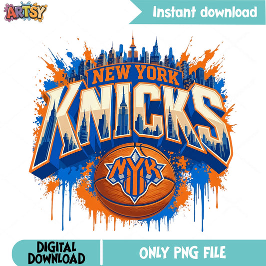 New York Knicks PNG, NBA Basketball Sublimation, Knicks PNG