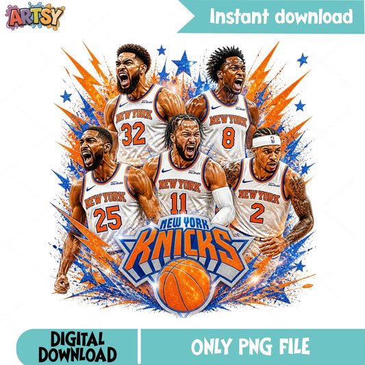 New York Knicks PNG, NBA Basketball Team Sublimation, Knicks PNG