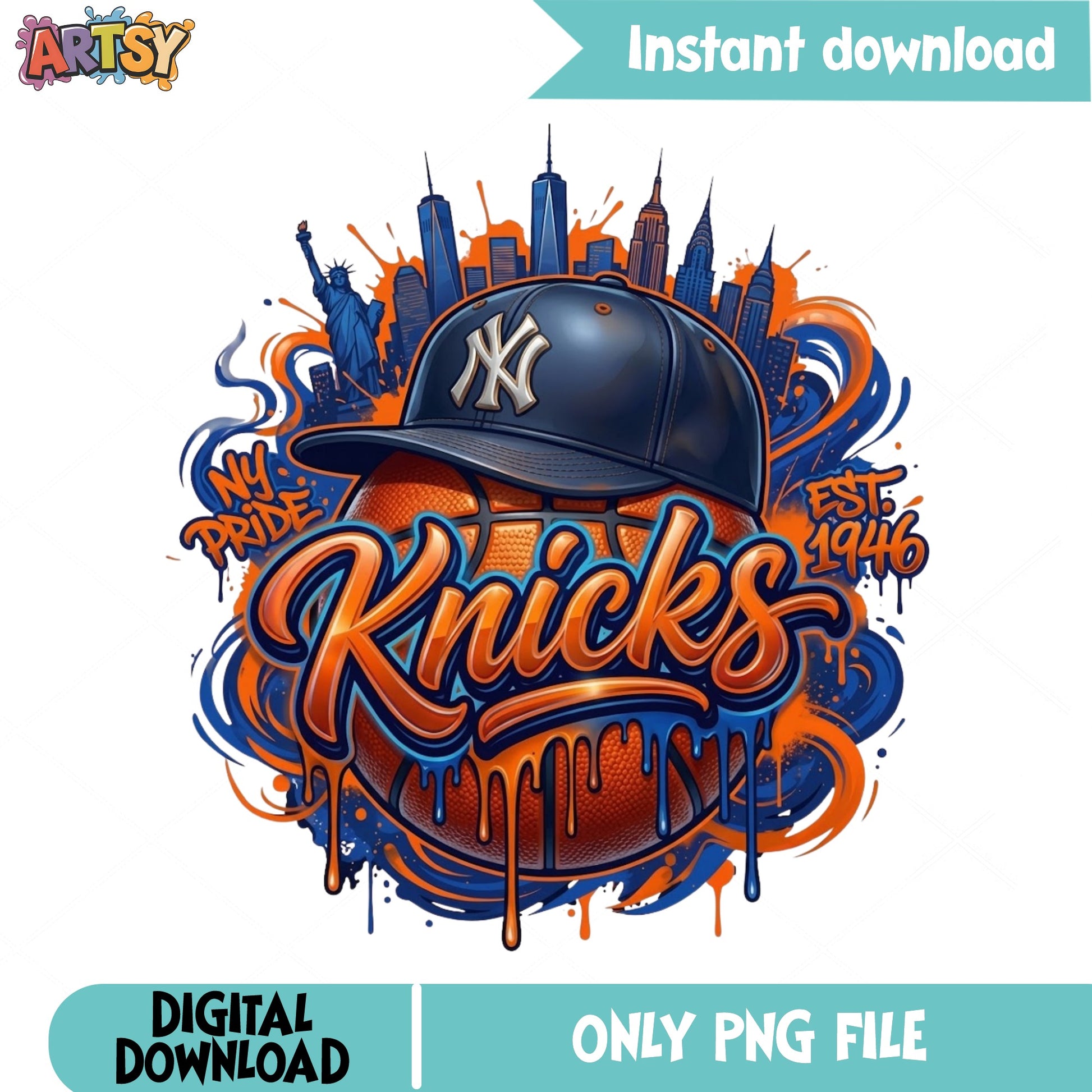 New York Knicks PNG, NY Pride Basketball Sublimation, NBA PNG
