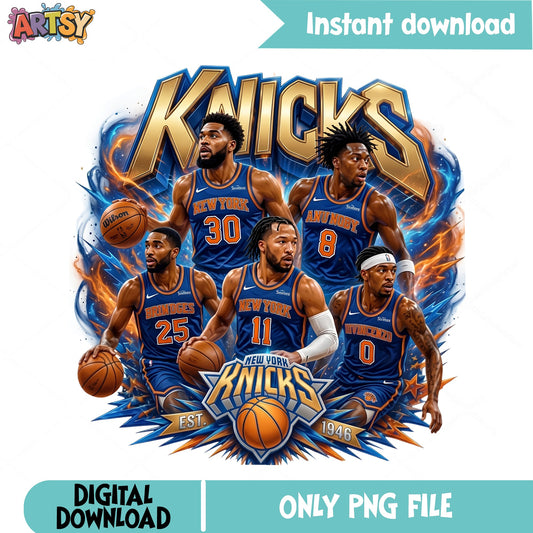 New York Knicks Players PNG, NBA Basketball Team PNG, Knicks EST 1946 PNG
