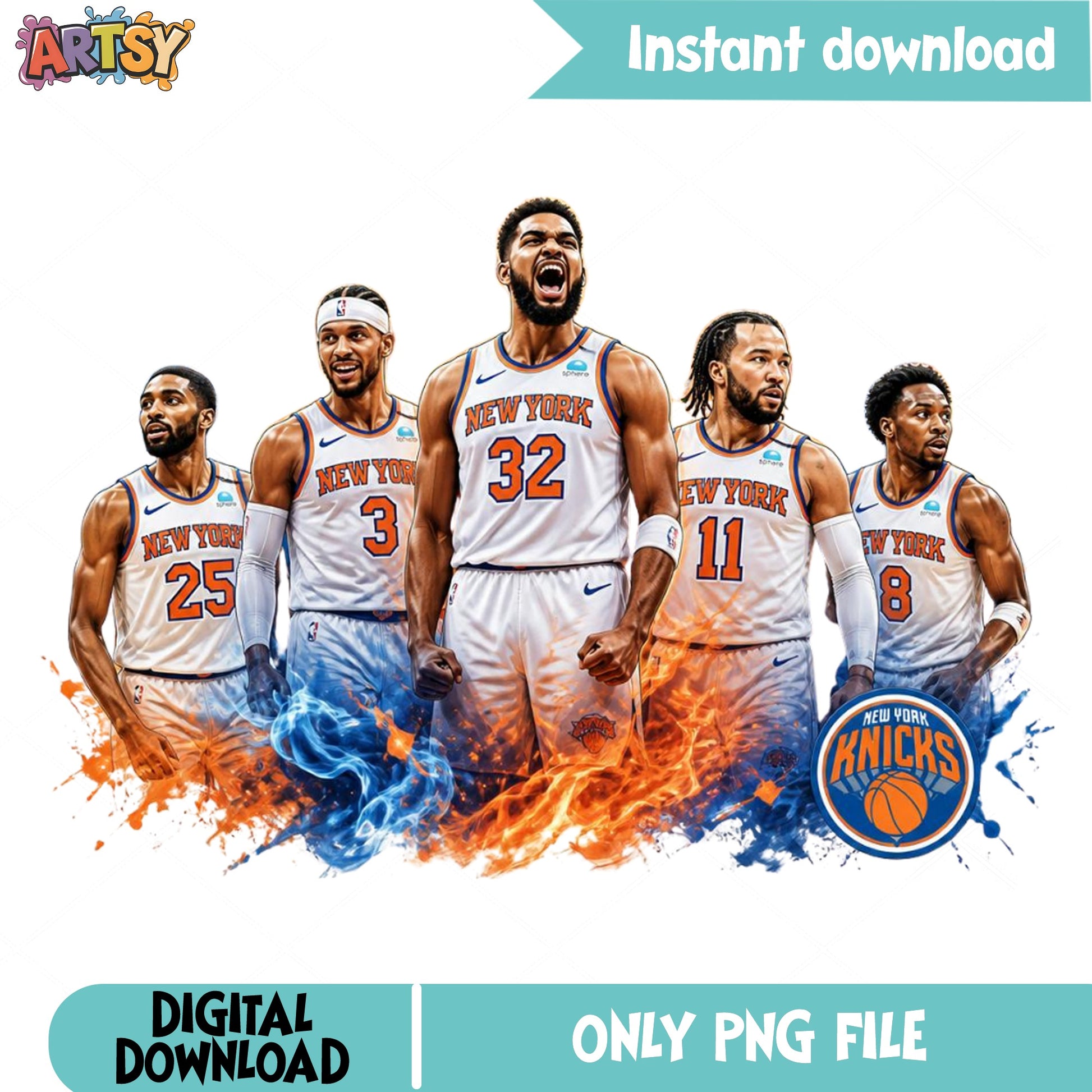 New York Knicks Players PNG, NBA Basketball Team PNG, Knicks Fan Gift PNG