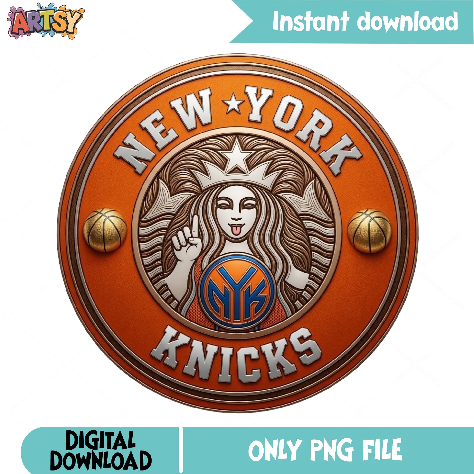 New York Knicks Starbucks PNG, NBA Basketball PNG, Knicks PNG