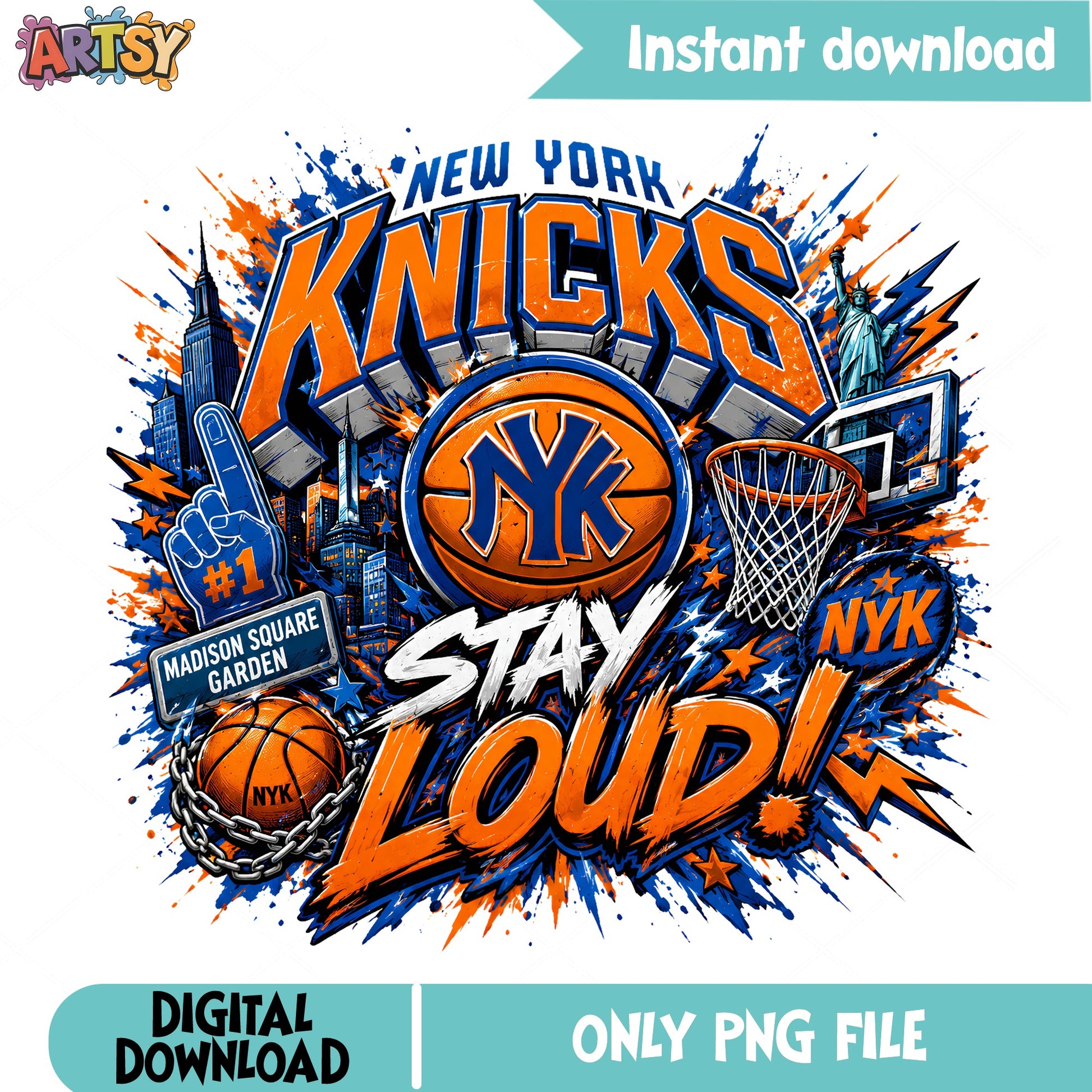 New York Knicks Stay Loud PNG, NBA Basketball Fan PNG, NYK PNG
