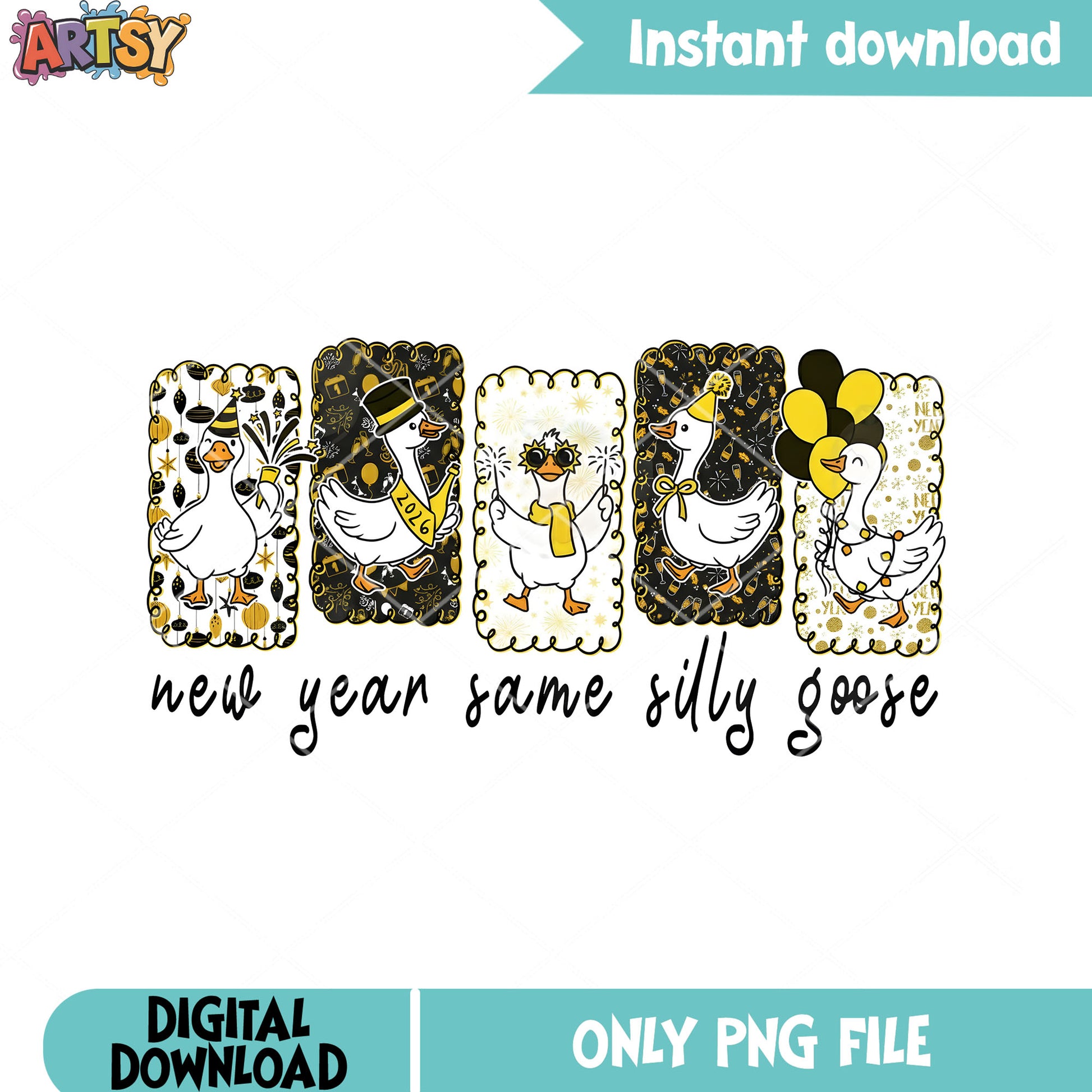 New year silly goose png, silly goose png, new year 2026 png