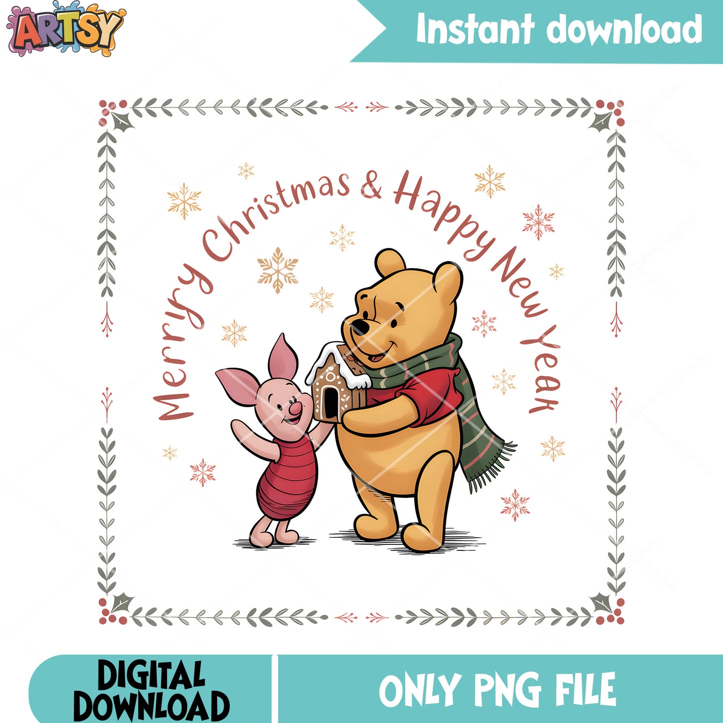 New year sticker pooh piglet png, winnie the pooh pig let png, pooh png