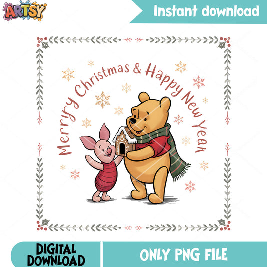 New year sticker pooh piglet png, winnie the pooh pig let png, pooh png