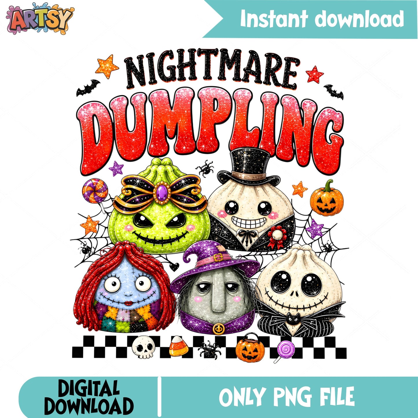 Nightmare Before Christmas Dumpling PNG, Halloween PNG, Jack Sally PNG