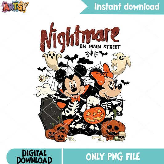 Nightmare main street png, spooky cemetery png, disney character png