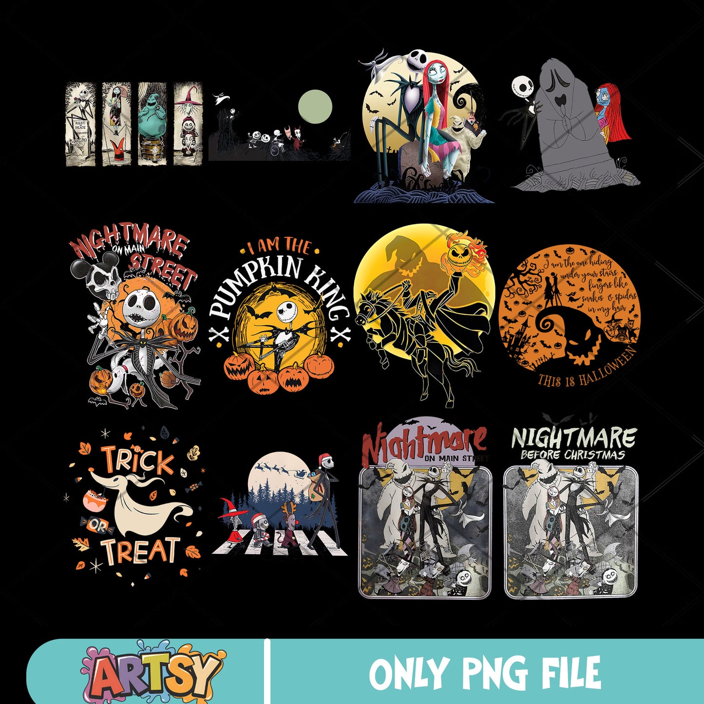 Nightmare street jack png bundle, jack skellington png, halloween jack png