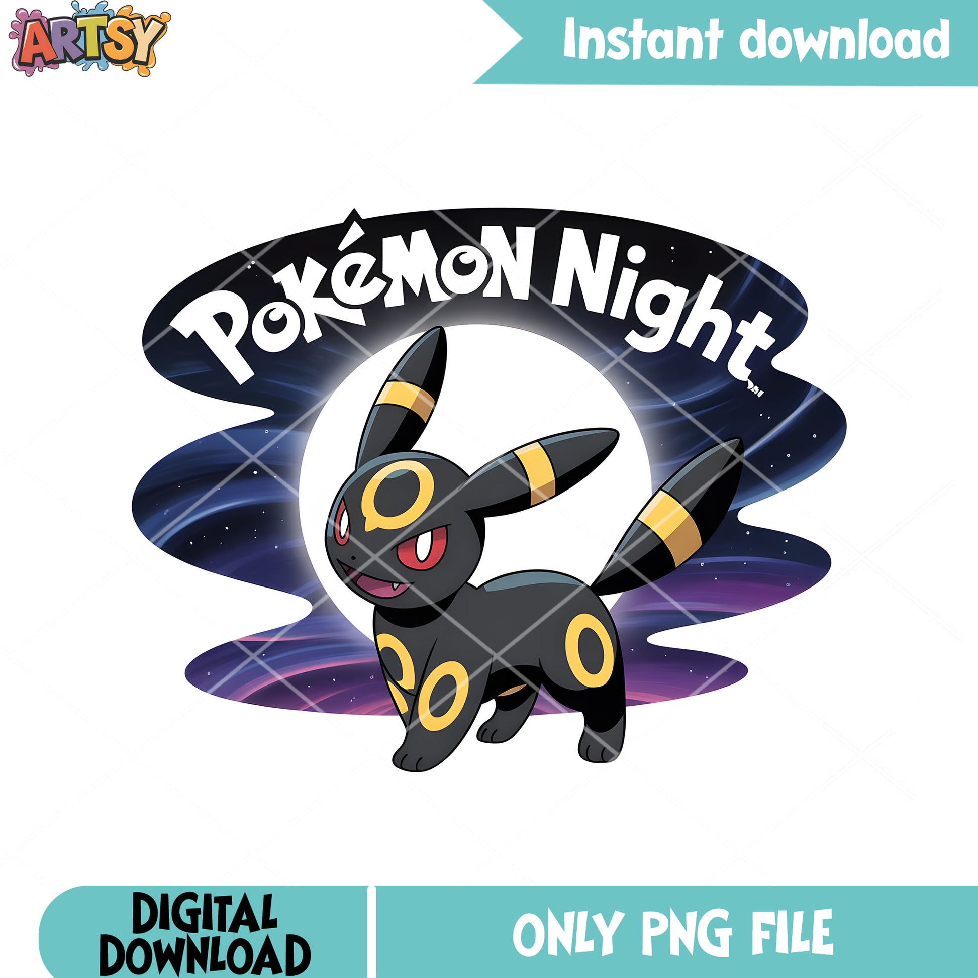 Night of pokemon poster png, pokemon stickers png, pokemon umbreon png