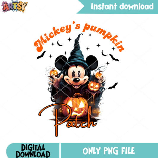 Night of the witch png, mickey mouse png, scary pumpkin png