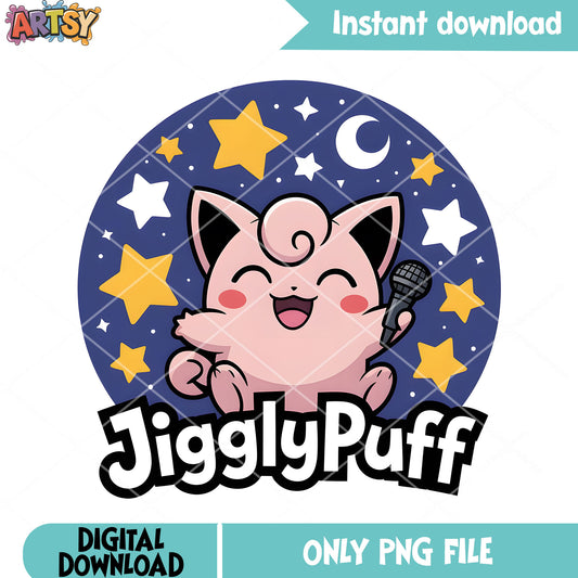 Night singer jigglypuff png, pokemon poster png, jigglypuff png
