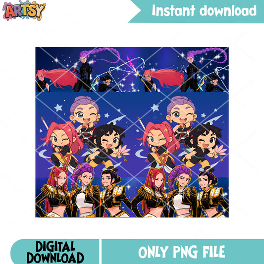 Ninja chibi huntrix png, demon hunters kpop png, huntrix girls png