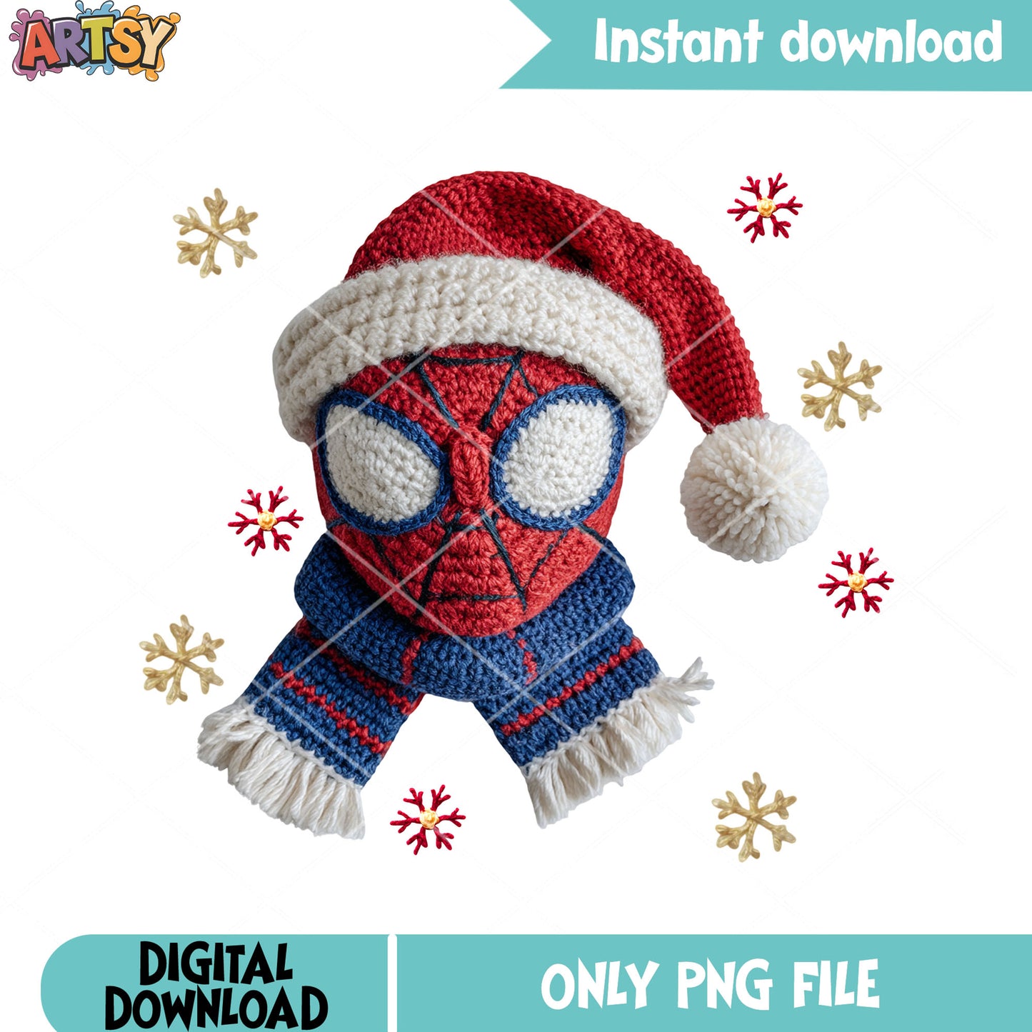 Noel spider man crochet png, marvel christmas png, santa hat png