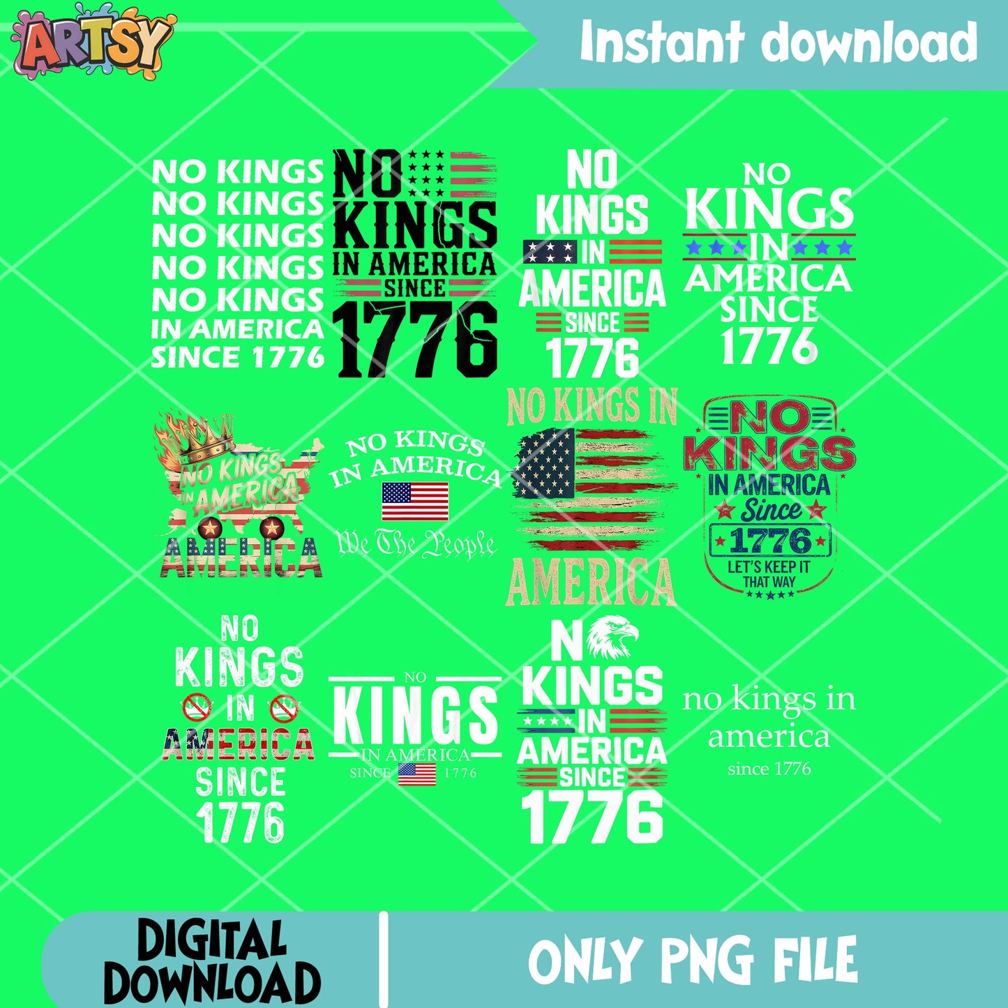 No king 1776 day png bundle, no kings day png, america no kings png