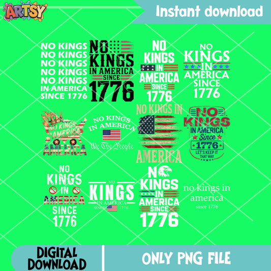 No king 1776 day png bundle, no kings day png, america no kings png