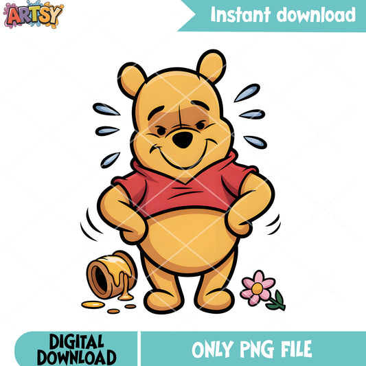 No pooh honey is falling png, cute pooh bear png, winnie the pooh png